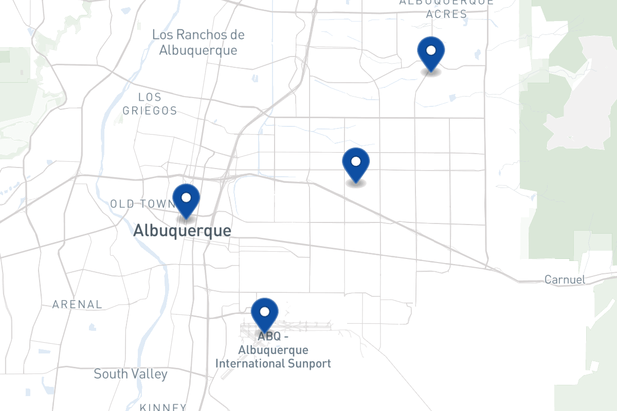 Map of fleet parking locations in Albuquerque, NM