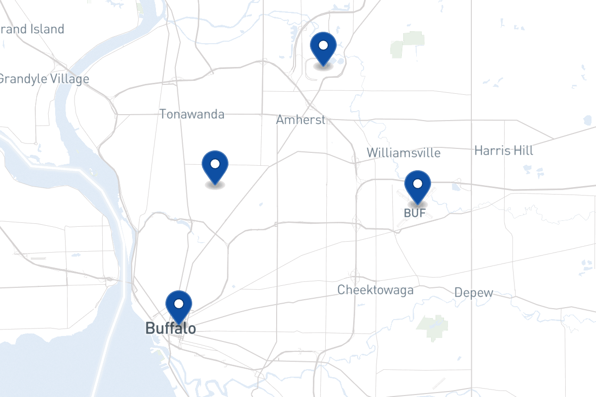 Map of fleet parking locations in Buffalo, NY