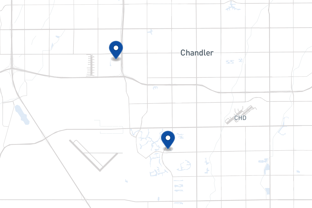 Map of fleet parking locations in Chandler, AZ