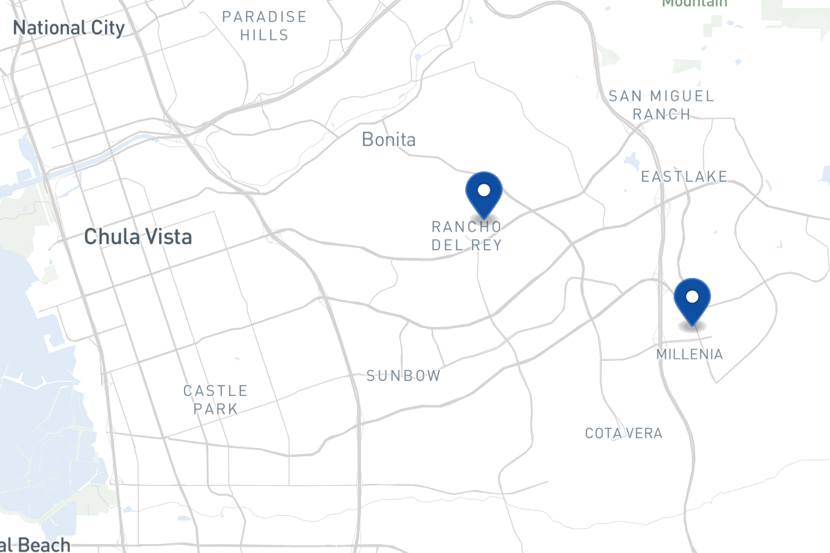 Map of fleet parking locations in Chula Vista, CA
