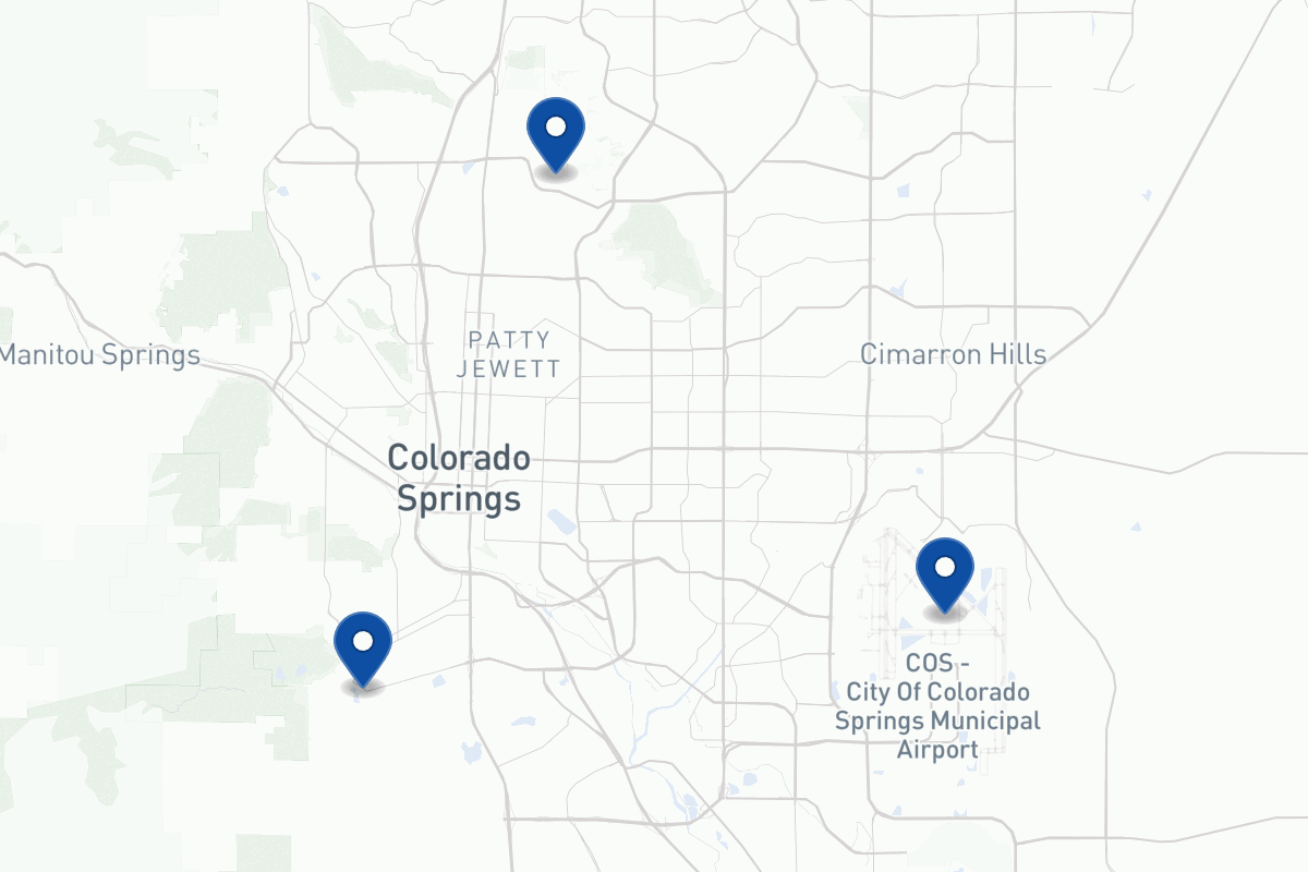 Map of fleet parking locations in Colorado Springs, CO
