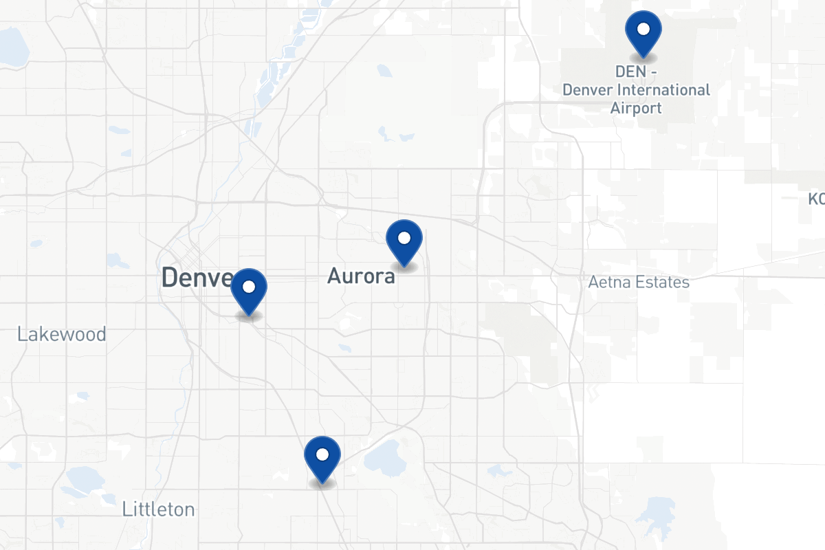 Map of fleet parking locations in Denver, CO