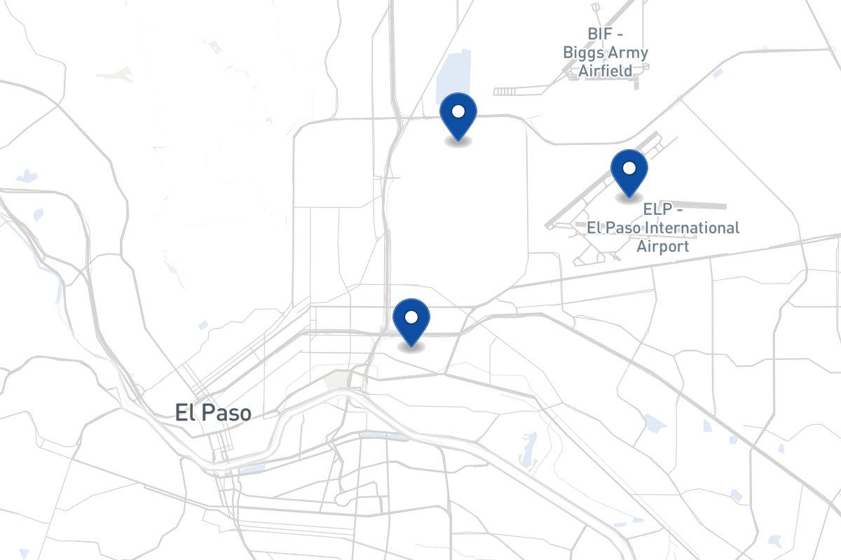 Map of fleet parking locations in El Paso, TX