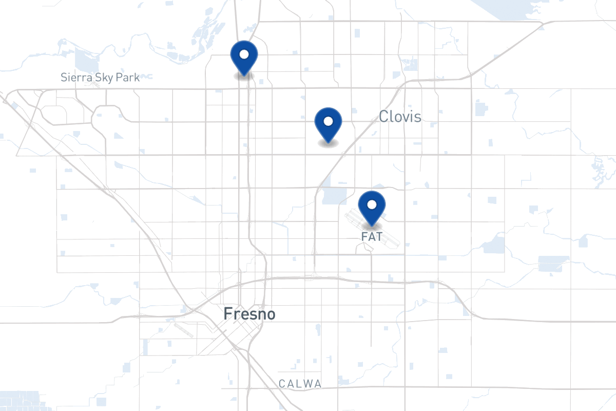 Map of fleet parking locations in Fresno, CA