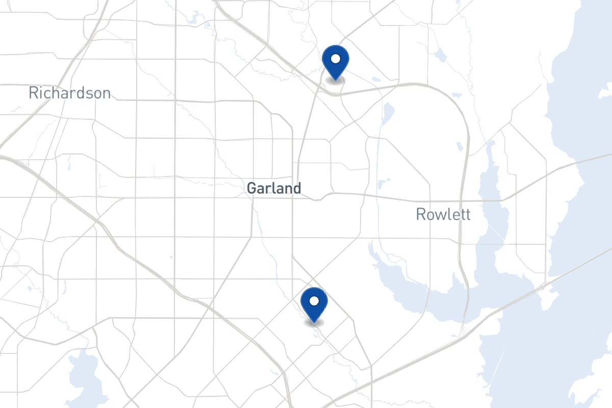 Map of fleet parking locations in Garland, TX