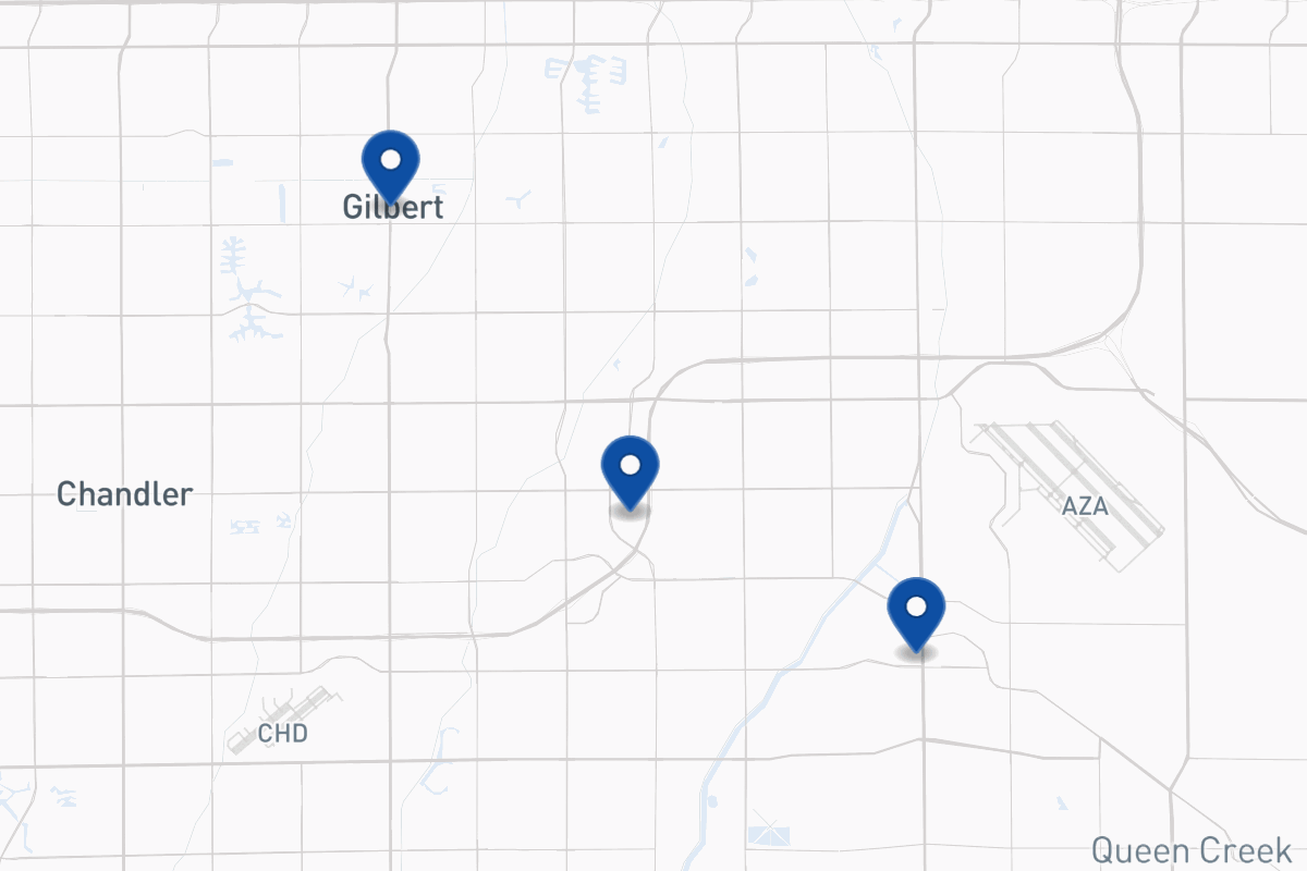 Map of fleet parking locations in Gilbert, AZ