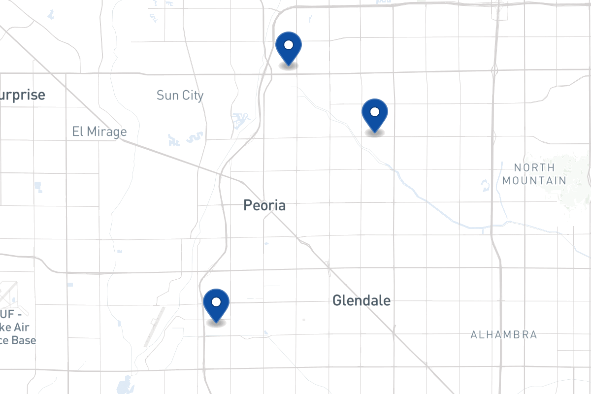 Map of fleet parking locations in Glendale, AZ