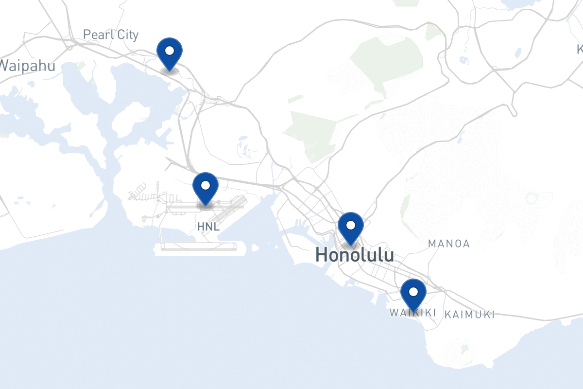 Map of fleet parking locations in Honolulu, HI