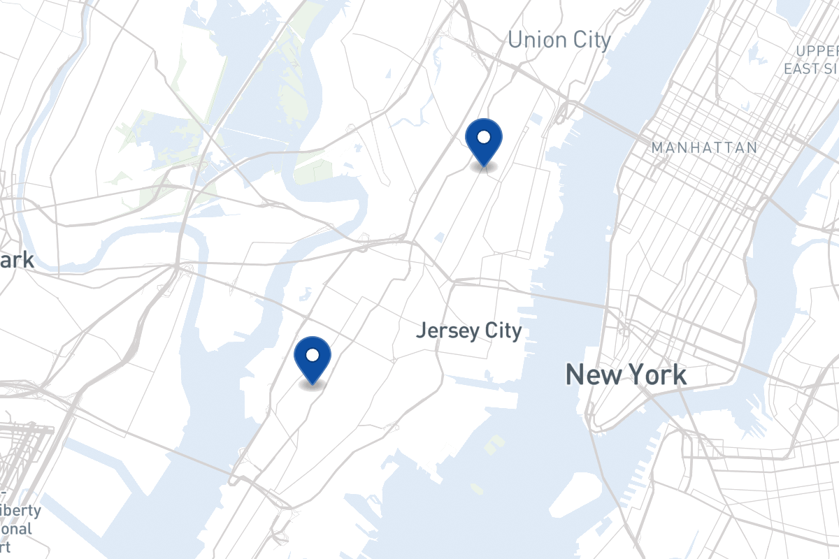 Map of fleet parking locations in Jersey City, NJ