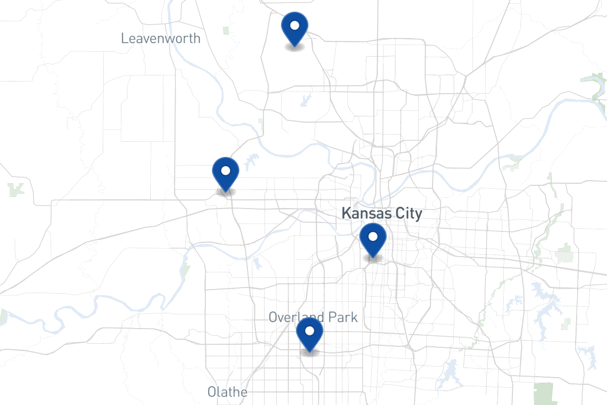 Map of fleet parking locations in Kansas City, MO