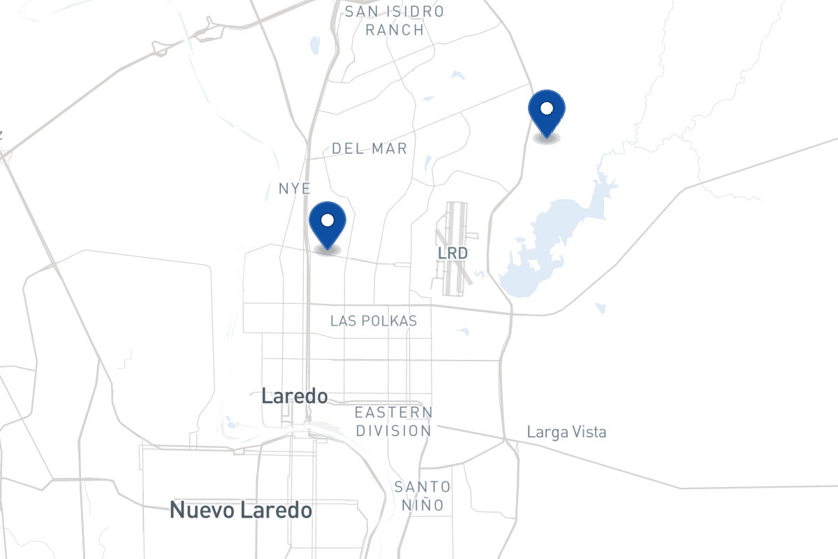 Map of fleet parking locations in Laredo, TX