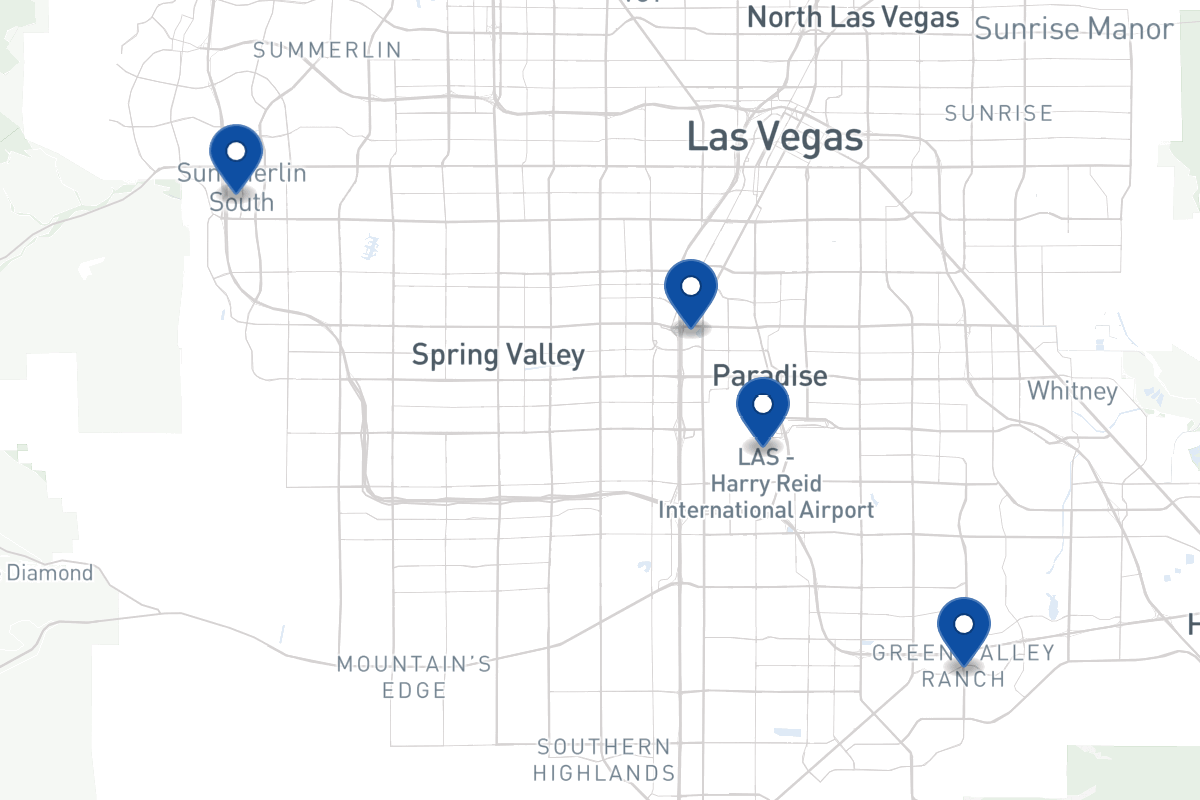 Map of fleet parking locations in Las Vegas, NV