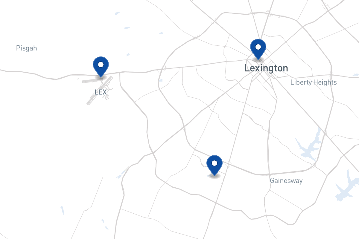 Map of fleet parking locations in Lexington, KY