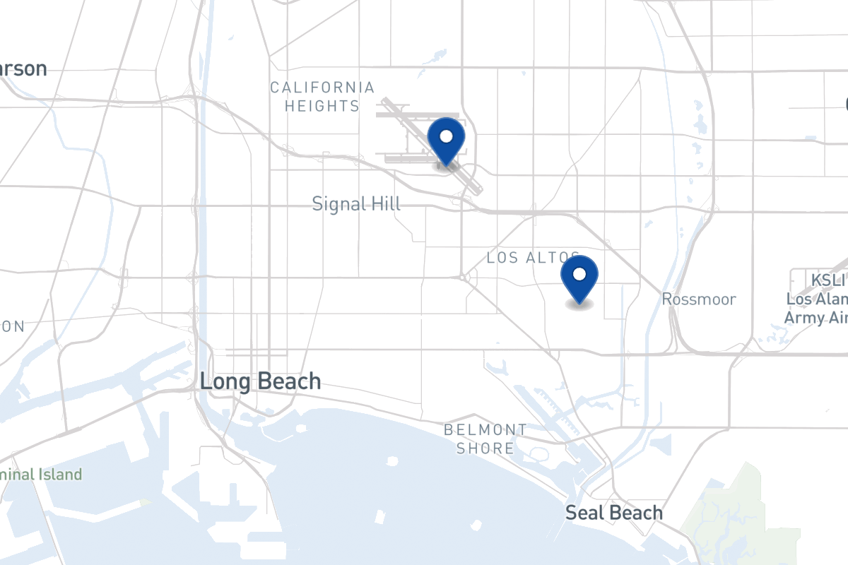 Map of fleet parking locations in Long Beach, CA