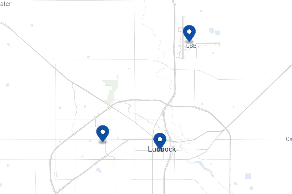 Map of fleet parking locations in Lubbock, TX