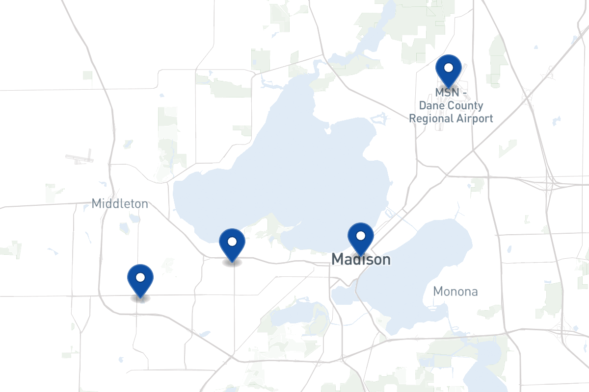 Map of fleet parking locations in Madison, WI
