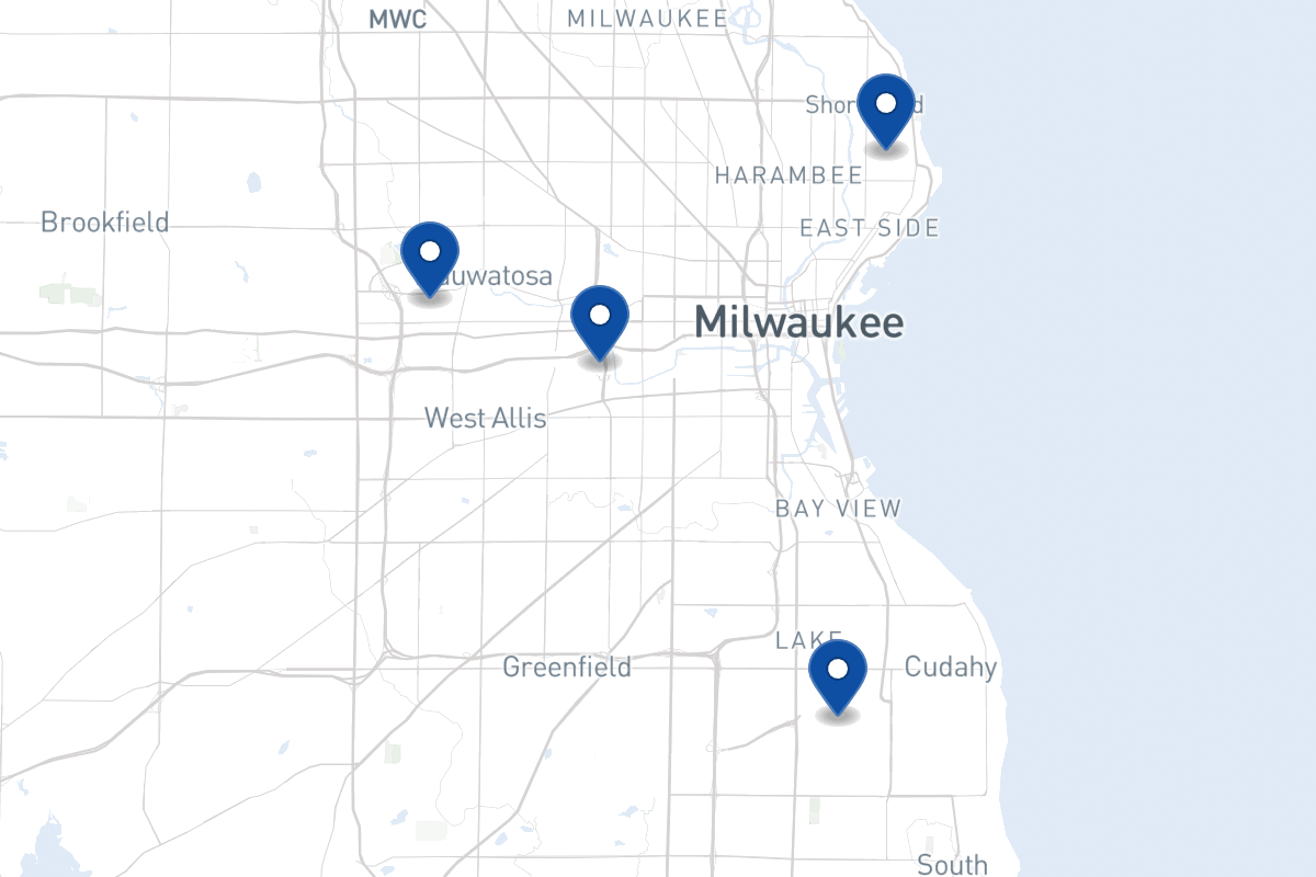 Map of fleet parking locations in Milwaukee, WI