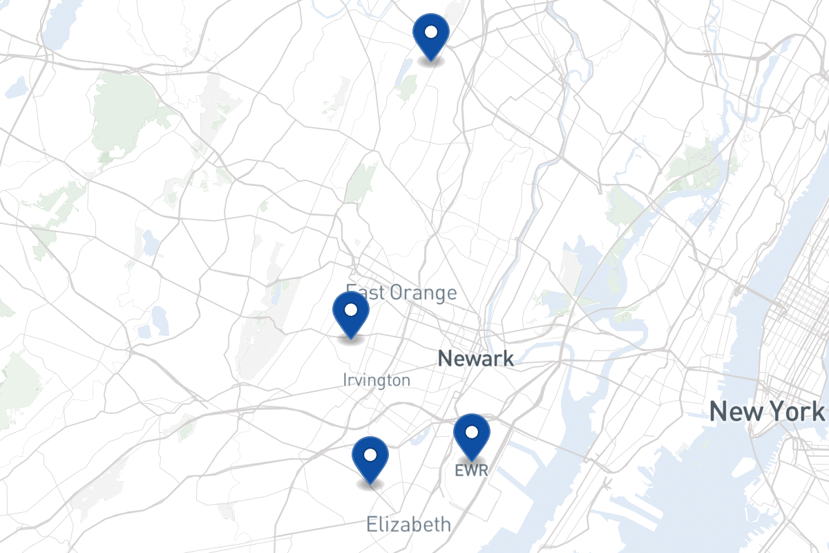 Map of fleet parking locations in Newark, NJ