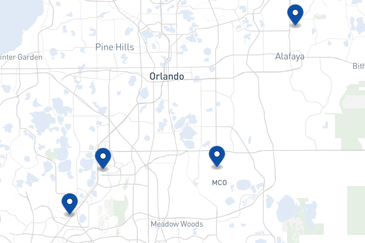 Map of fleet parking locations in Orlando, FL
