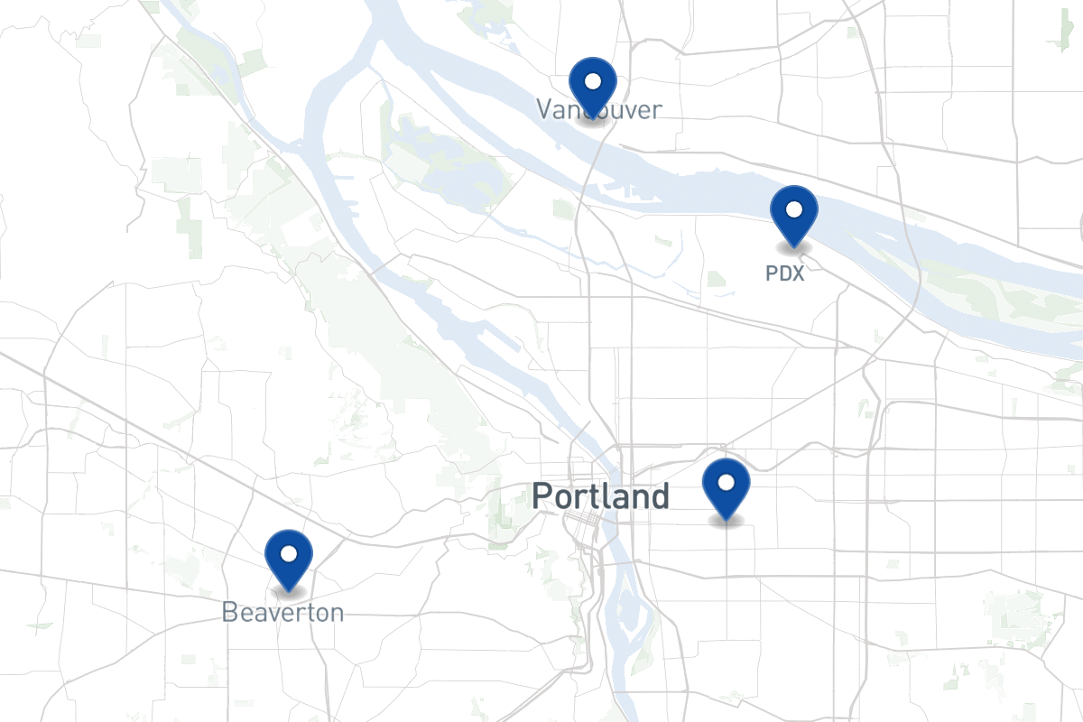 Map of fleet parking locations in Portland, OR