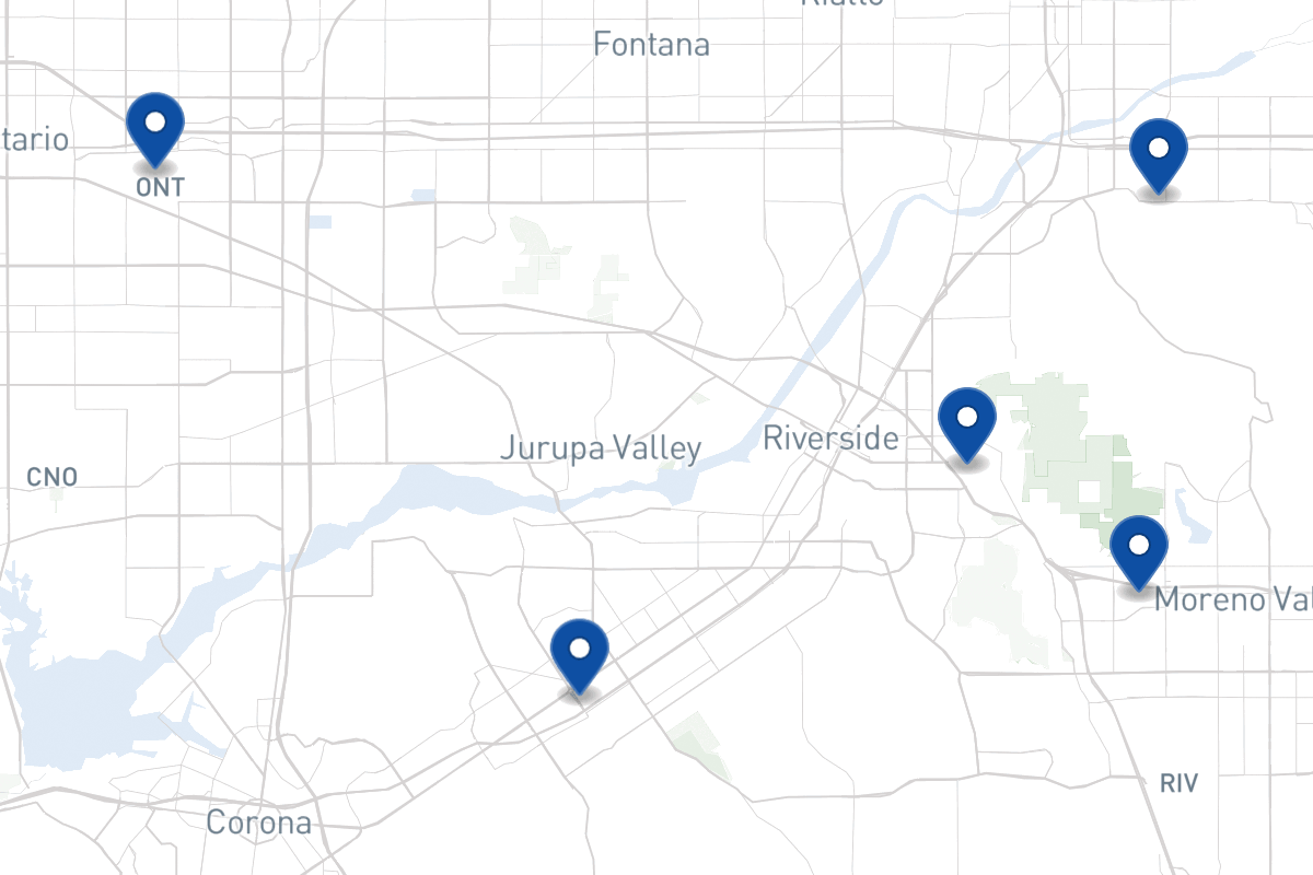 Map of fleet parking locations in Riverside, CA