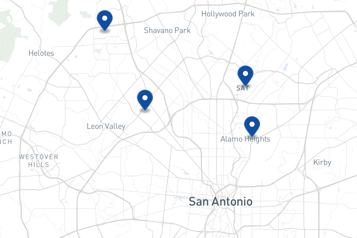 Map of fleet parking locations in San Antonio, TX