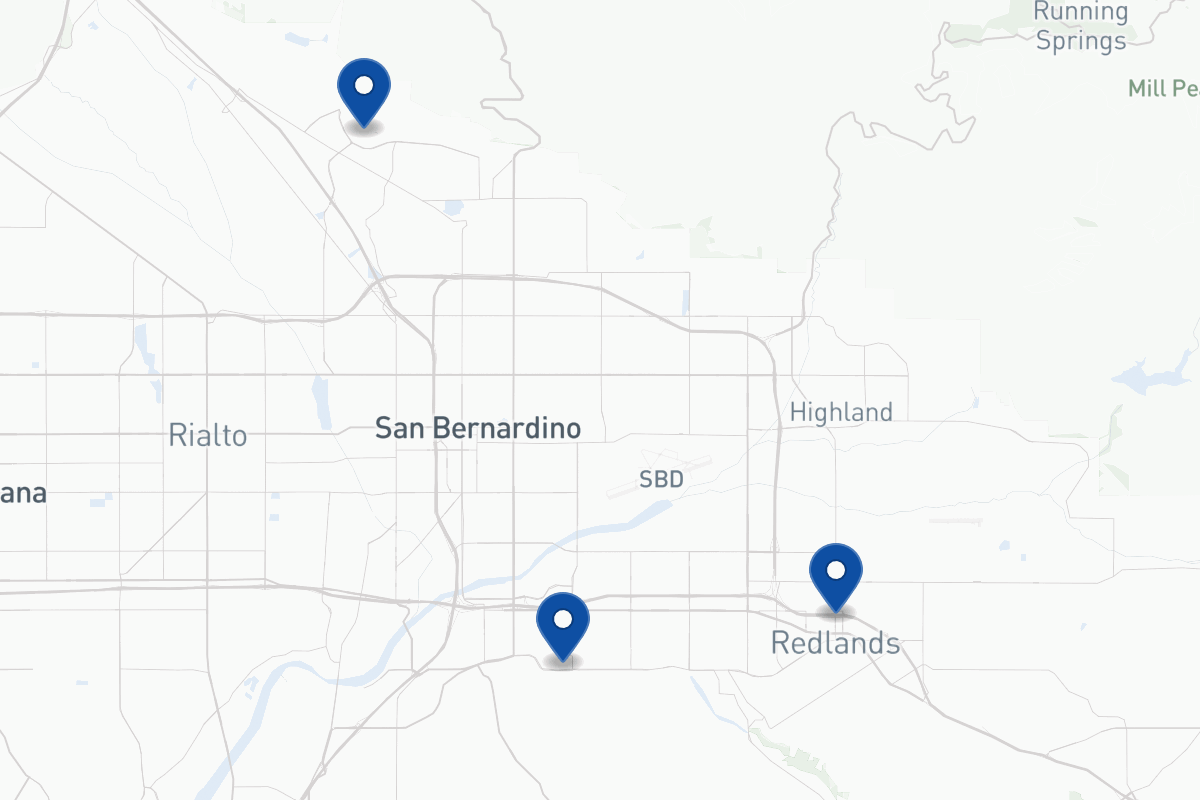 Map of fleet parking locations in San Bernardino, CA