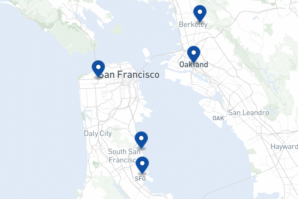 Map of fleet parking locations in San Francisco, CA