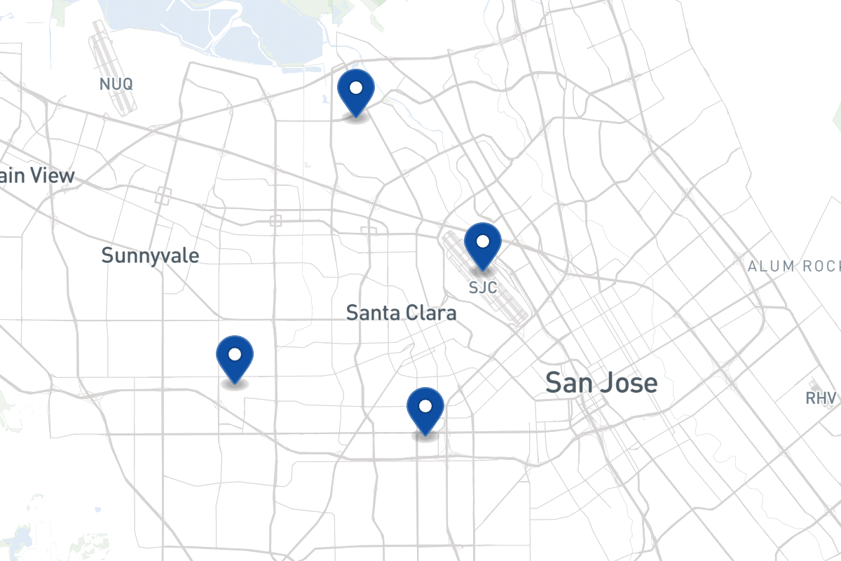 Map of fleet parking locations in San Jose, CA