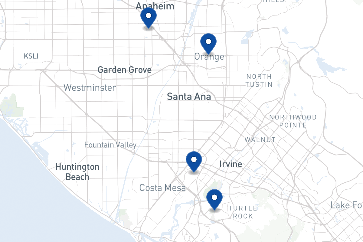 Map of fleet parking locations in Santa Ana, CA
