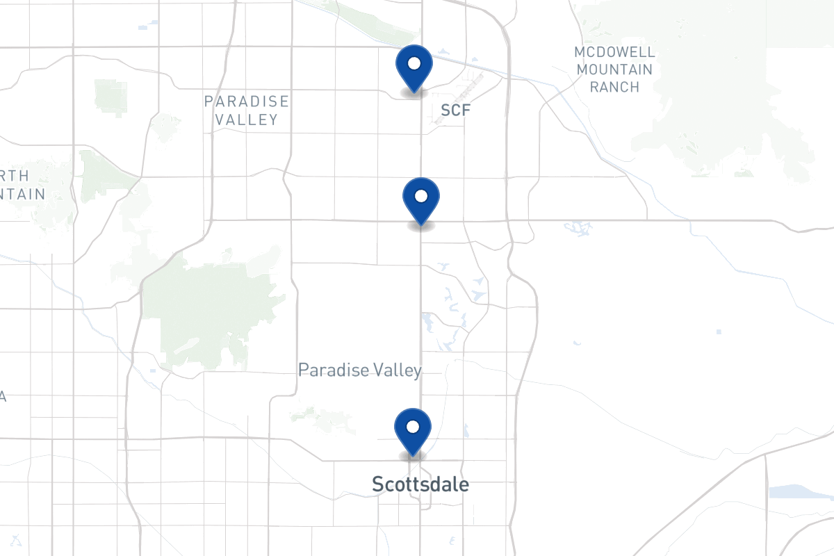 Map of fleet parking locations in Scottsdale, AZ