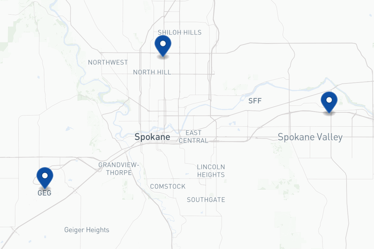 Map of fleet parking locations in Spokane, WA
