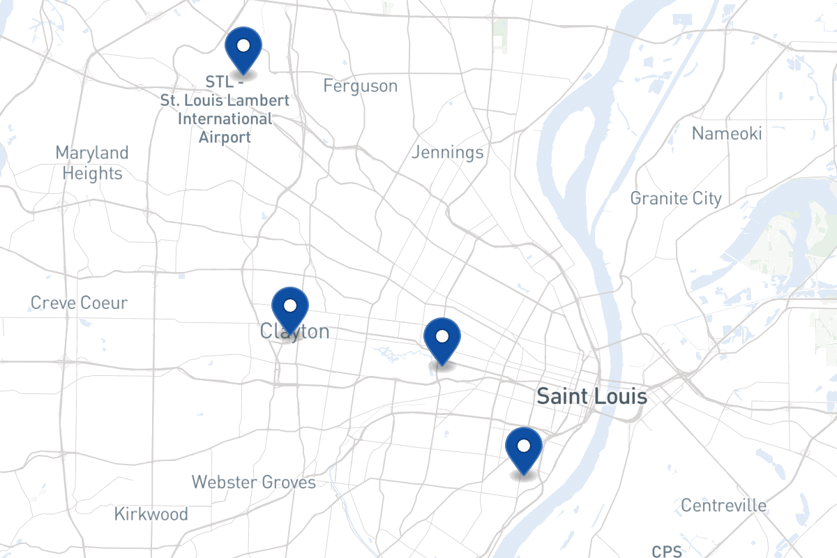Map of fleet parking locations in St. Louis, MO