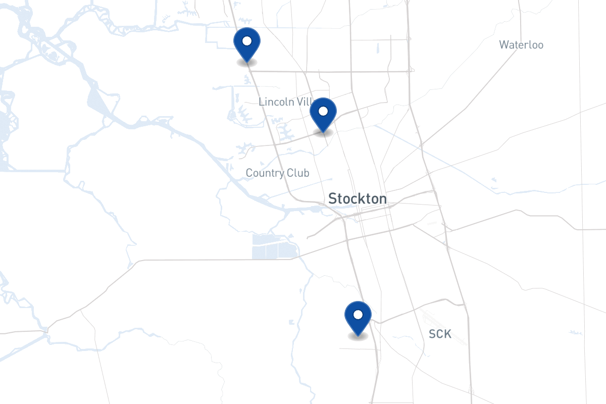 Map of fleet parking locations in Stockton, CA