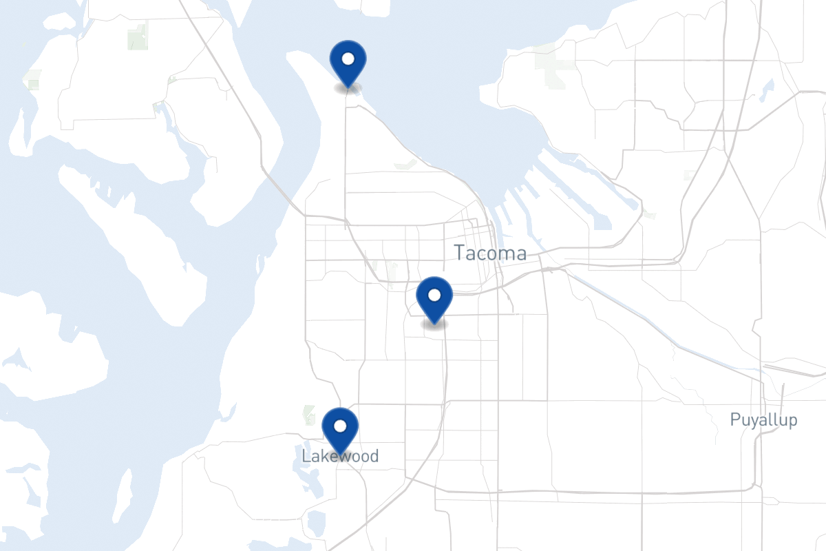 Map of fleet parking locations in Tacoma, WA