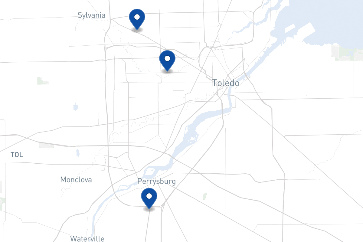 Map of fleet parking locations in Toledo, OH