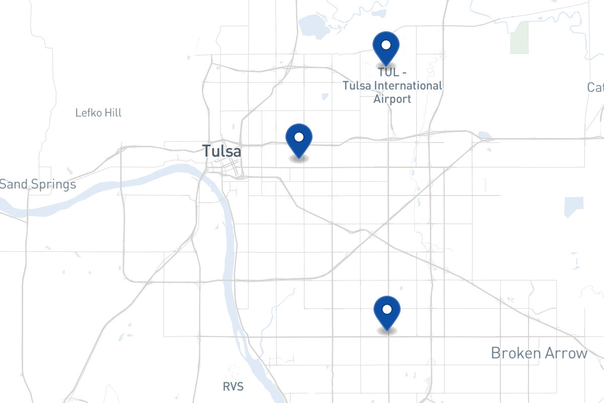 Map of fleet parking locations in Tulsa, OK